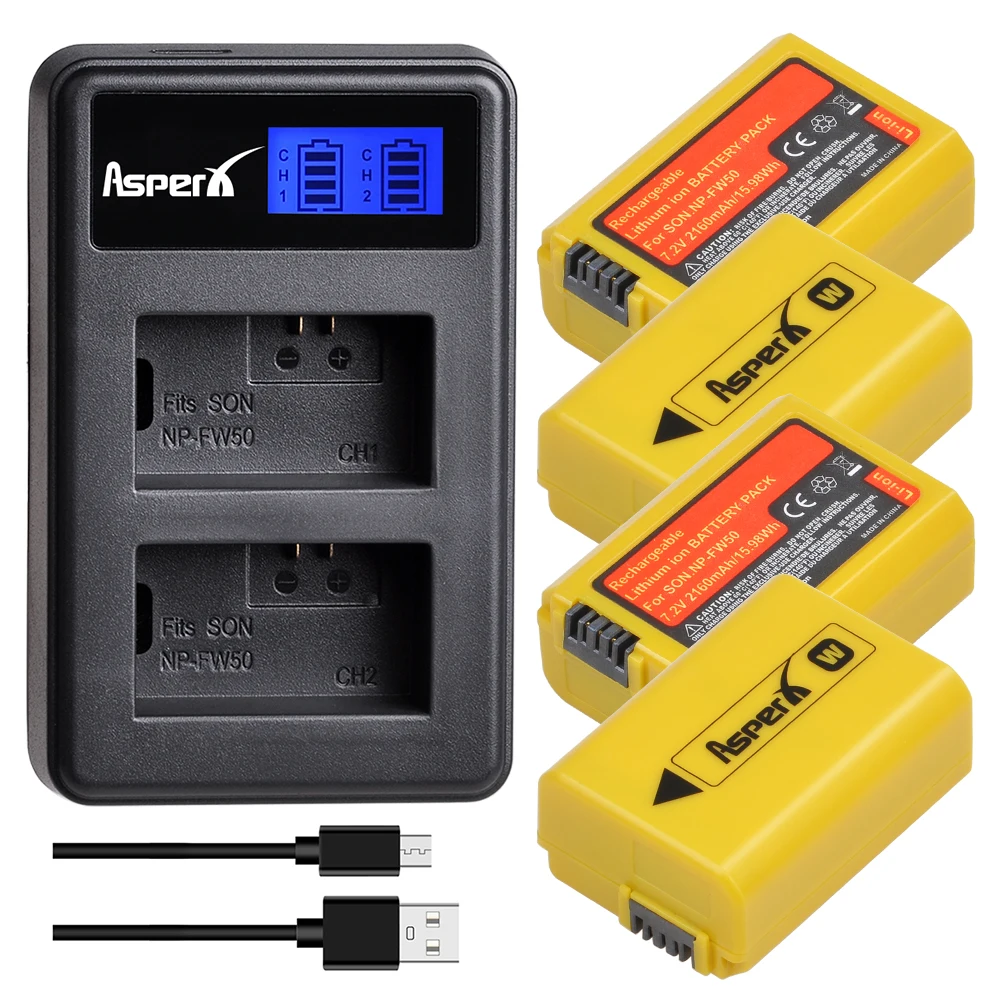 Аккумулятор для камеры SONY NP-FW50 NP FW50 + двойное зарядное устройство USB с ЖК-дисплеем для Sony Alpha a6500 a6300 a6000 a5000 a3000