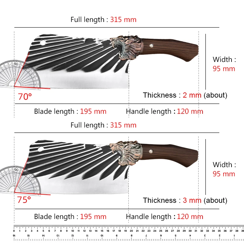 Нож из нержавеющей стали кухонные ножи мясника 8 дюймов Ручная ковка поварские с
