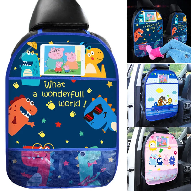 

Cartoon Car Seat Back Protector Cover for Children Kids Baby Anti-Kick Pad Multi-function Cute Car Organizer Storage Bag