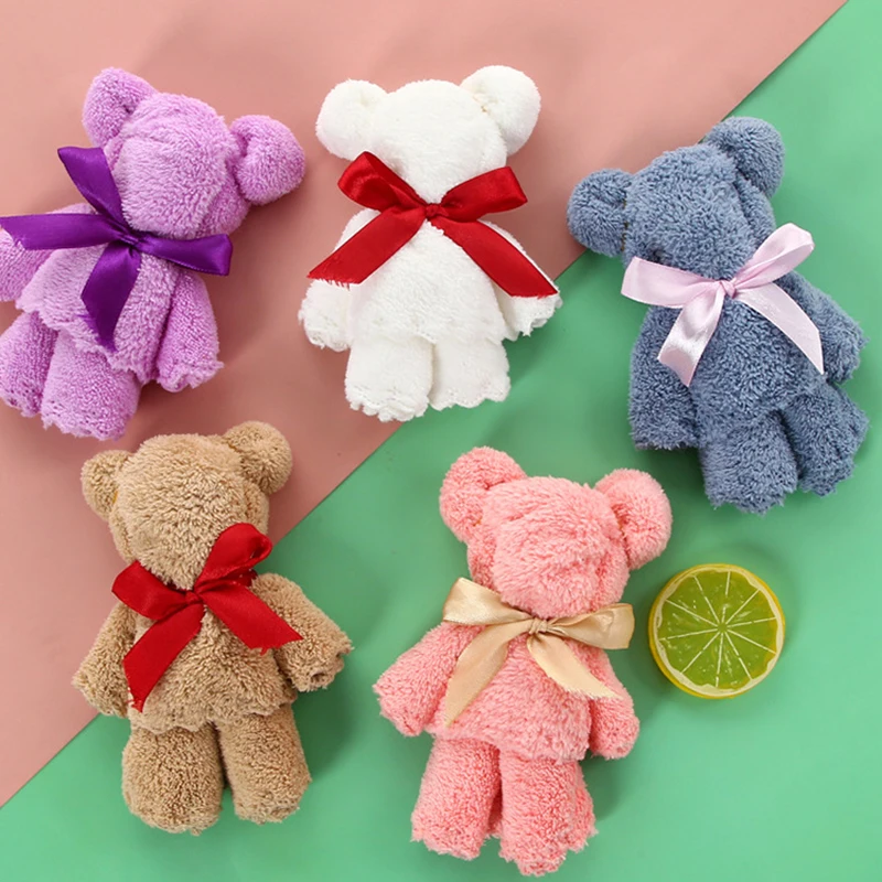 

1pc Cartoon Cute Coral Velvet Bear Towel Square Towel Holiday Birthday Wedding Valentine's Day Souvenir Gift Household Washcloth