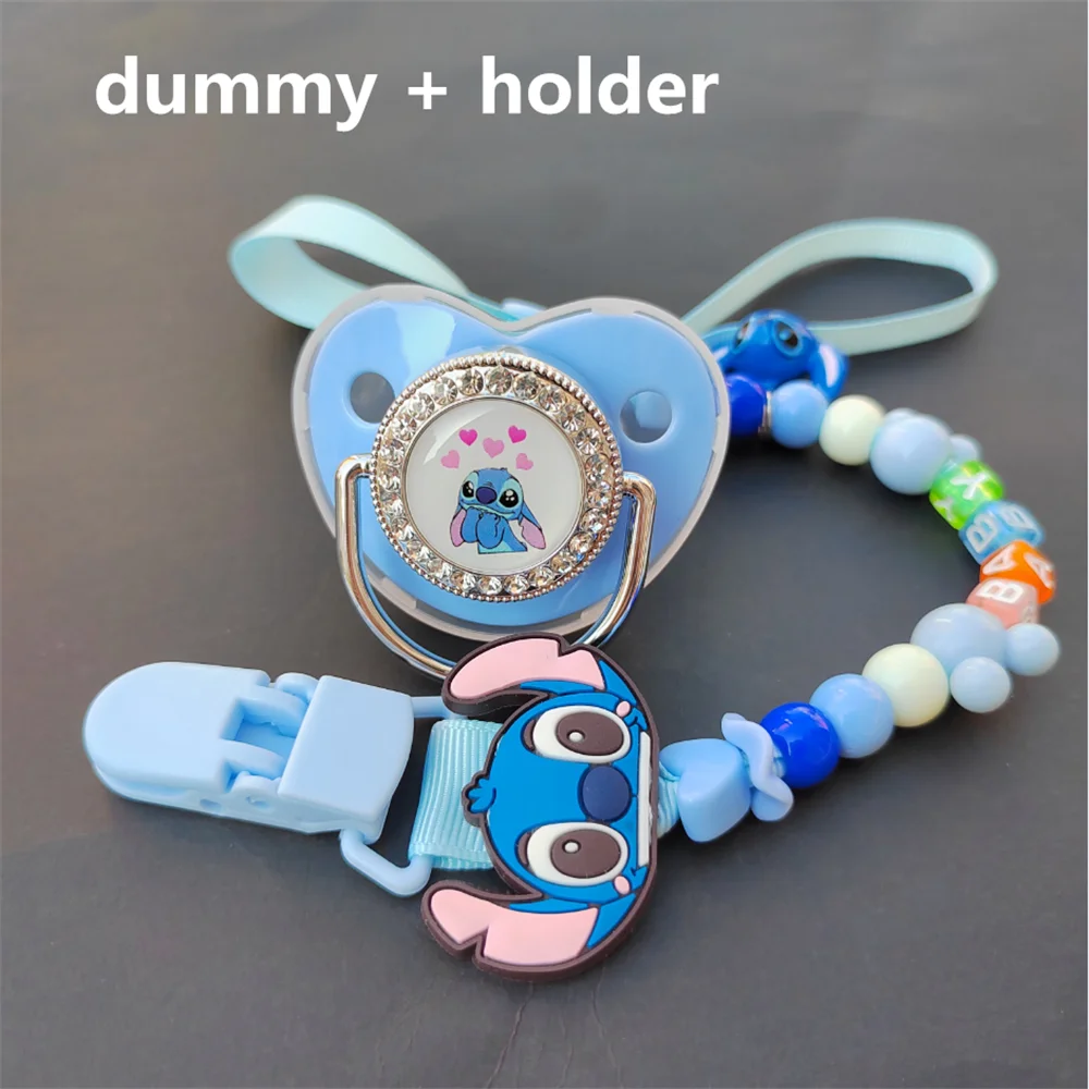 

Disney Bling Soother Teething Toy Babi Food Grade Silicone Pacifier Nipples and Beads Infant Dummy Holder Clips Baby Unique Gift