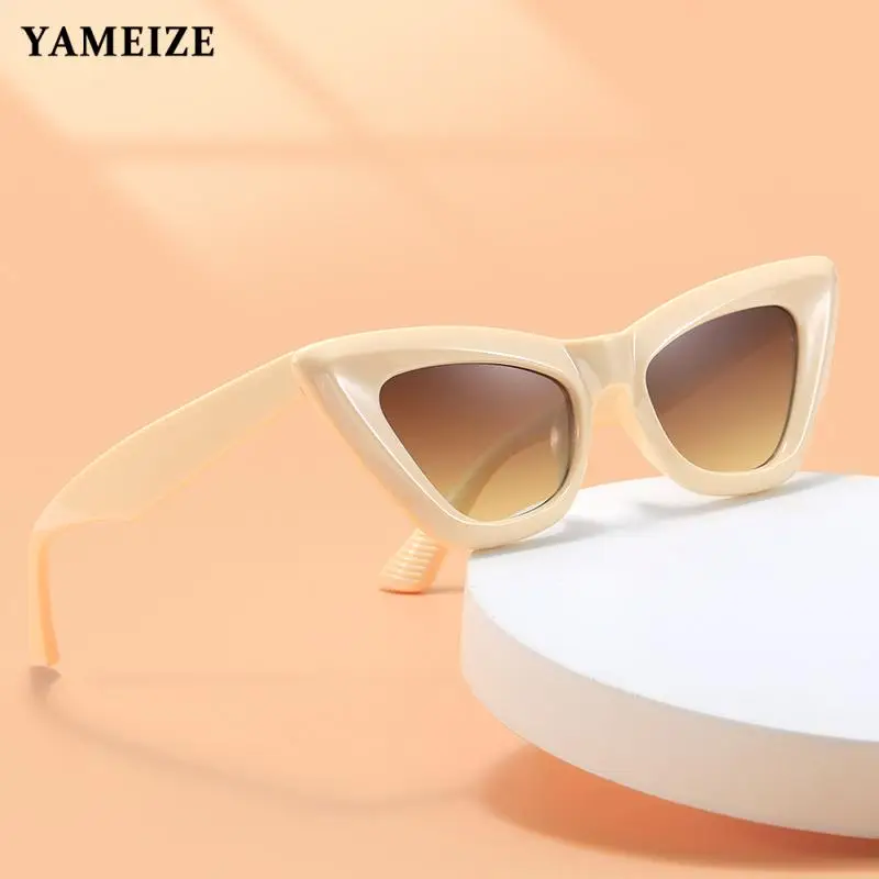 

YAMEIZE New Sunglasses Triangle Cat Eye Vintage Famous Brand Designer Punk Sport Fashion Women Men Sun Shades Uv400 Eyeglasses