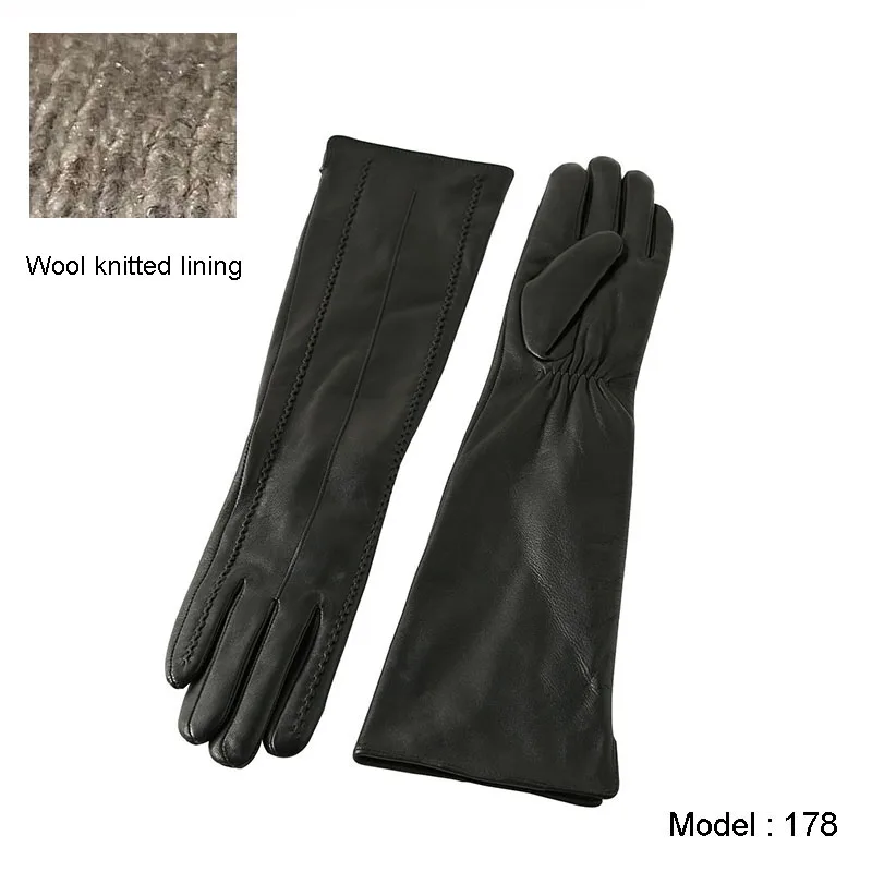 Женские перчатки до локтя из натуральной кожи длиной 45 см |