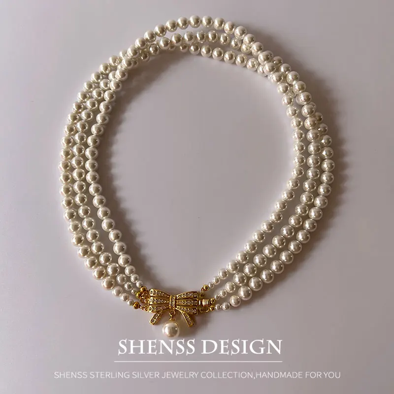 Высококачественное жемчужное ожерелье 6 мм с медной застежкой для женщин на
