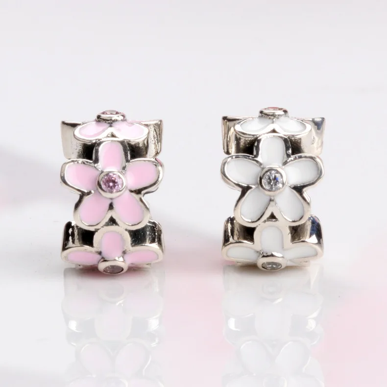 

pan Zhuzi S925 sterling silver flower petal spacer loose bead accessories Bracelet DIY oil dripping flower string decoration