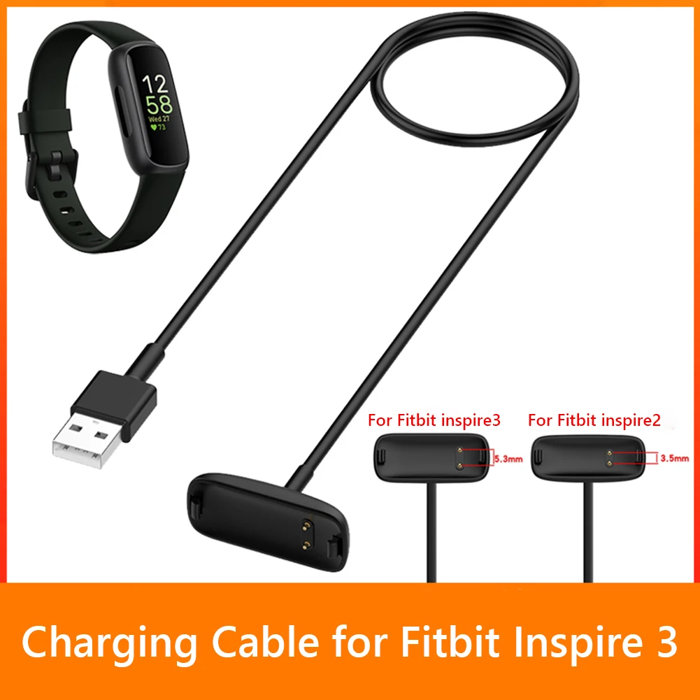 

50/100cm Charging Cable Stand Replacement Charger Cradle Dock Cord Watch Accessories USB Charger Dock Cable for Fitbit Inspire 3