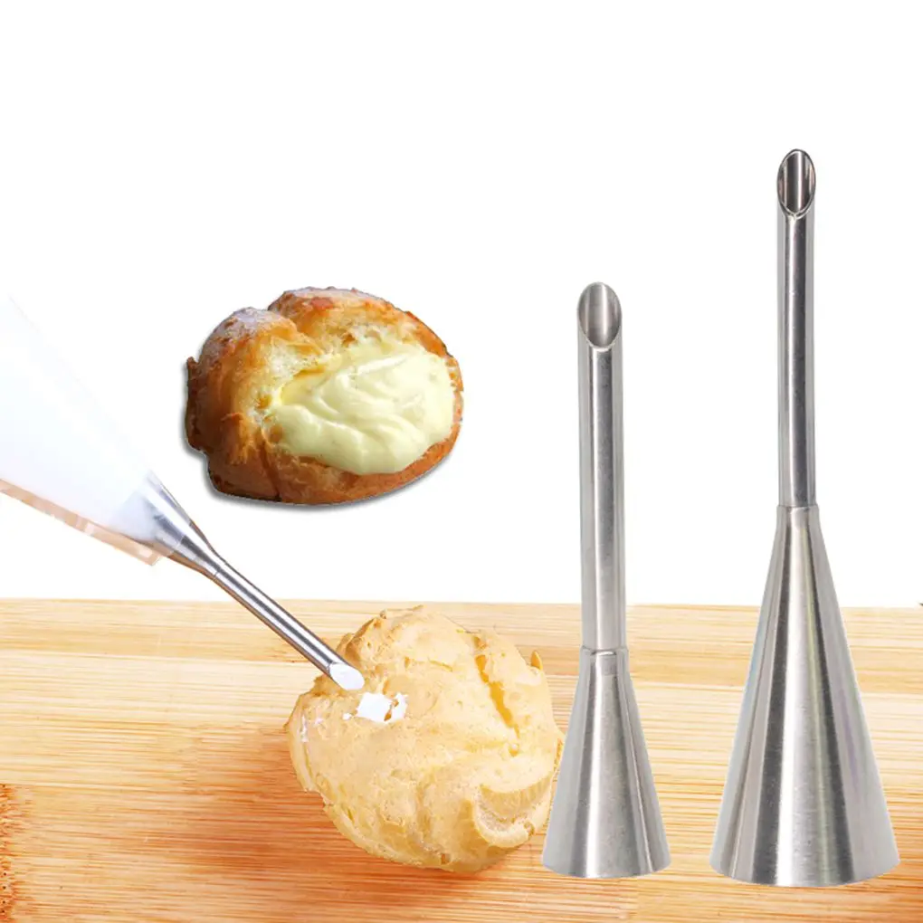 

2PCS/Set Puff Cake Tip Pastry Cream Butter Stainless Steel Nozzle Decor Baking Piping Tube DIY Kitchen Home puff pastry piping
