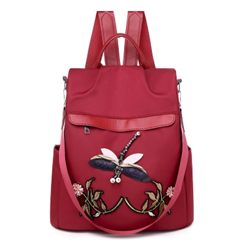

Hot Kf-Backpack Female Oxford Cloth All-Match Fashion Dragonfly Student School Bag Simple Anti-Theft Multi-Purpose Backpack