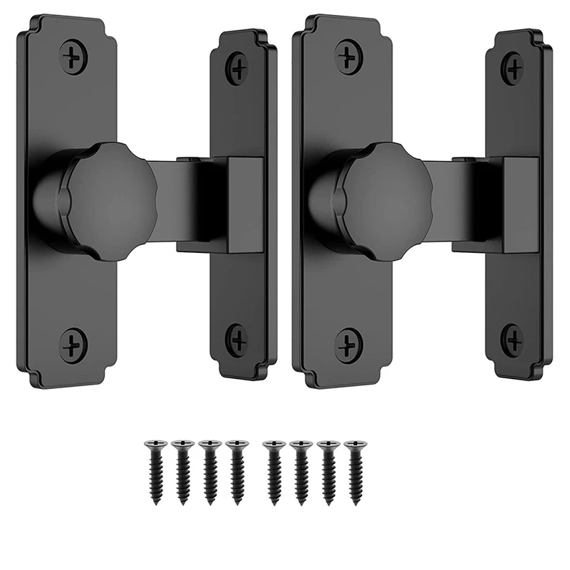 

Barn Sliding Door Lock Hardware, 90 Degree Heavy Duty Gate Latches Flip Latch Safety Door Bolt Latch Lock Black 2Pack