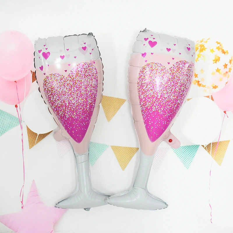

40*86 CM Valentine's Day Heart Shaped Aluminum Film Balloon Pink Dream Romantic Red Wine Glass Balloon Surprise Party Decoration