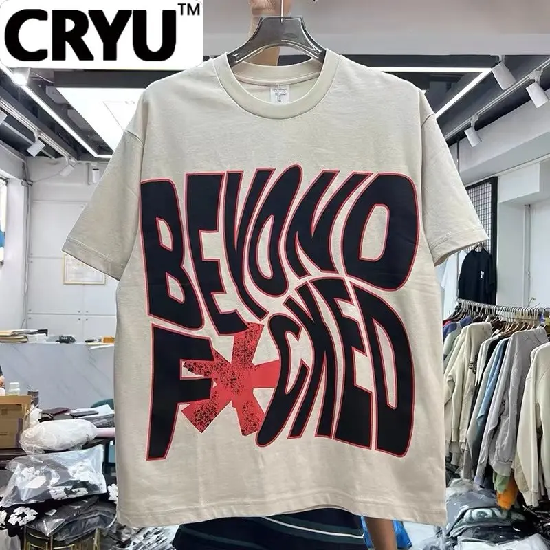 

Креативная футболка с абстрактной надписью CRYU с круглым вырезом и коротким рукавом
