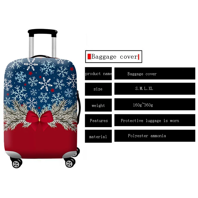 Christmas Pattern Stretch Fabric Luggage Cover Suit 18-32 Inch Trolley Suitcase Case Covers Travel Accessories Travel Organizer