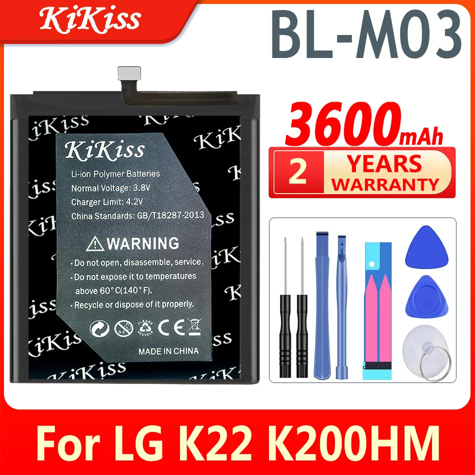 

3600mAh KiKiss Battery BL-M03 for LG K22 K200HM High Capacity Batteries
