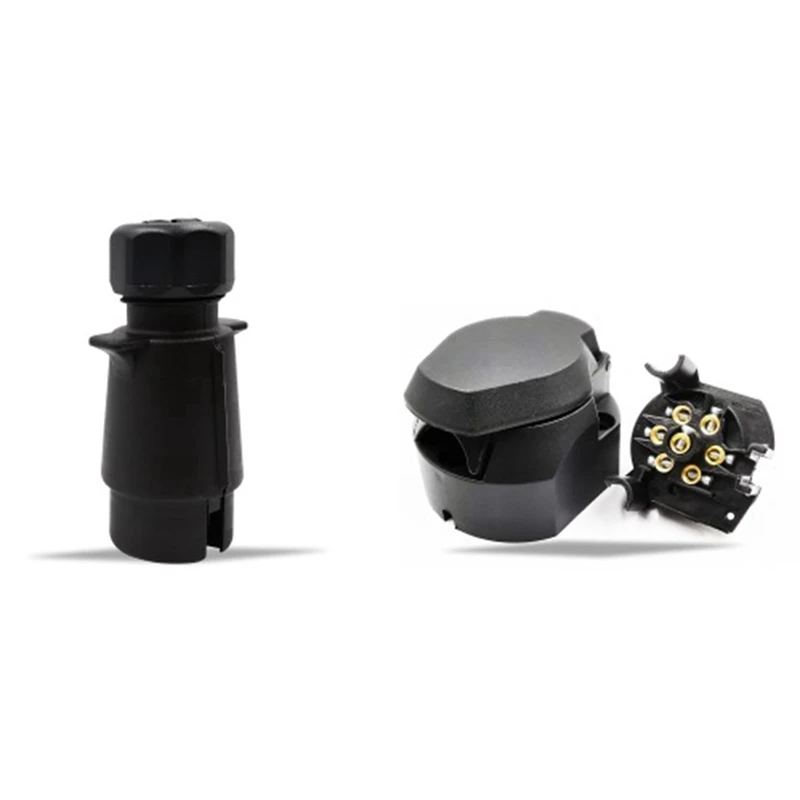

2X 7 Pin European Trailer Socket+Plug Tow Bar Connector Adapter For RV Truck Boat Caravans Transfer Signal Adapter 12V