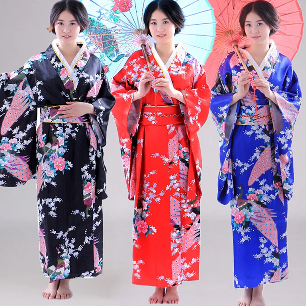 

Женское винтажное кимоно, красное банное платье в японском стиле, искусственная кожа, с Оби, танцевальное платье для представлений, одежда для косплея