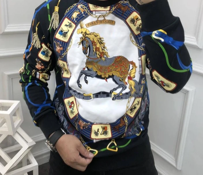 

2021 21fw autumn brand horse crown luxury clothing print designer jumpers pullover sweatshirts for men royal punk gothic