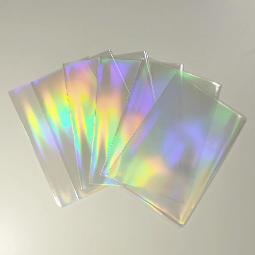 

100Pcs Tarot Foil YGO Rainbow on both sides Laser Clear Sleeves Korea Idol Photo Holographic Protector Trading Card Shield Cover