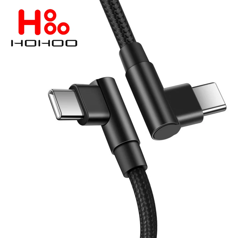 

HOHOO USB Type C to Type C Cable 90 Degree Angle for Xiaomi Samsung Huawei Macbook iPad 100W Fast Charge Type C Cable Data Wire