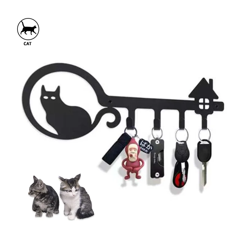 

Creative Cat Pattern Metal Hook Wall Mounted Portable Hanging Object Personalized Wall Decorati Waterproof for Small Medium Pets