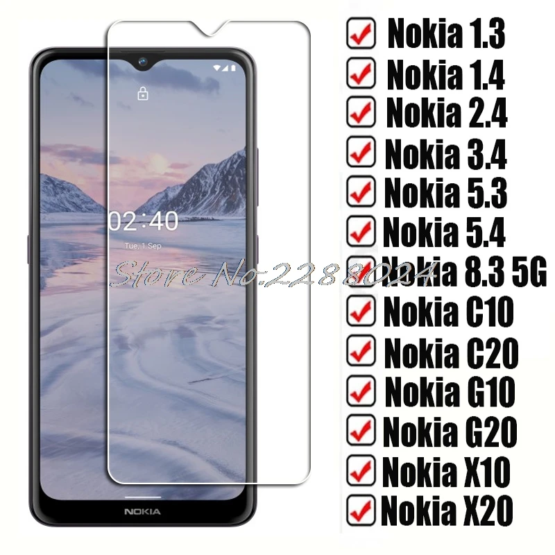 

HD закаленное стекло для Nokia 1,4 1,3 2,4 3,4 5,3 5,4 8.3 5G защитный чехол на C10 C20 G10 G20 X10 X20 Защитная пленка для экрана