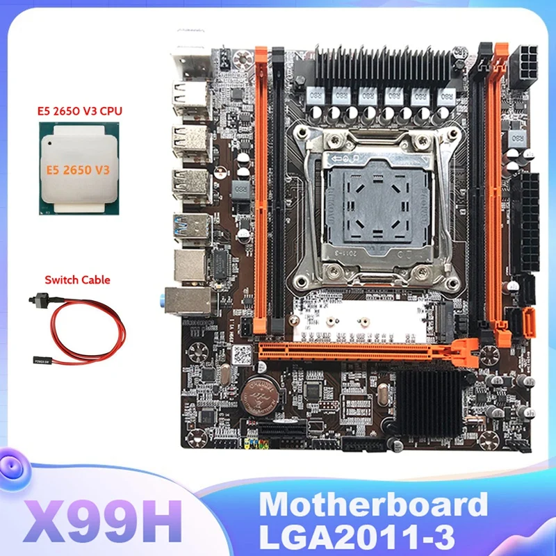 

Материнская плата X99H, системная плата с поддержкой процессора Xeon E5 2678 2666 V3 Series с процессором E5 2650 V3 + кабель переключения