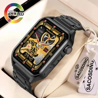 sacosding new sports smartwatch men women amoled screen bluetooth call always display the time smart watch men for xiaomi realme
