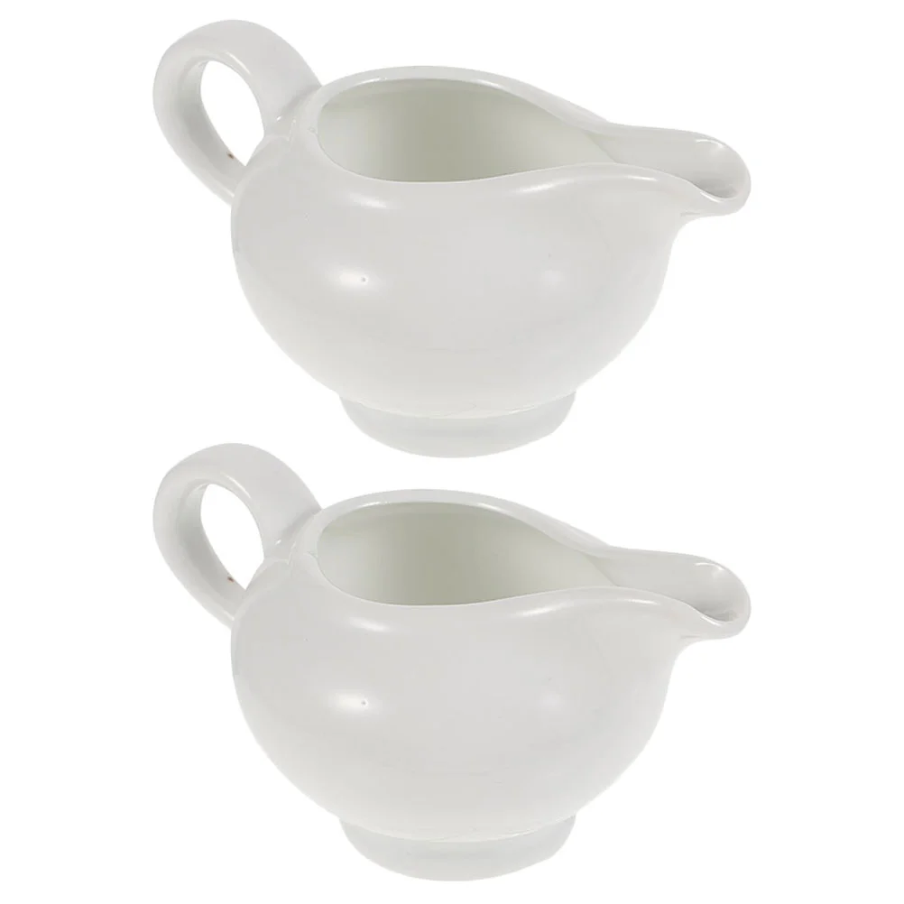 

2 Pcs Sauce Bucket Saucer Boats Handle Soy Bowls Mini Coffee Syrup Gravy Serving Seasoning Jar Ceramics Condiment