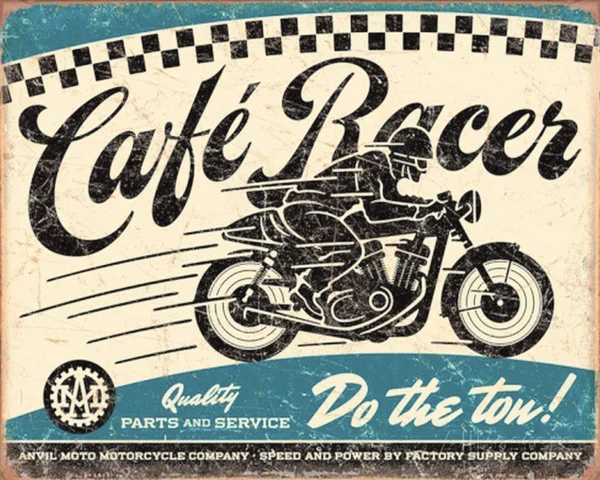 Кафе велосипедист-гонщик мотоцикл Route 66 America металлический жестяной знак Декор