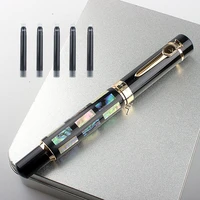 jinhao 650 high quality luxury fountain pen shell medium 0 6 0 7mm calligraphy pen 1 0mm nib blue writing pens gift
