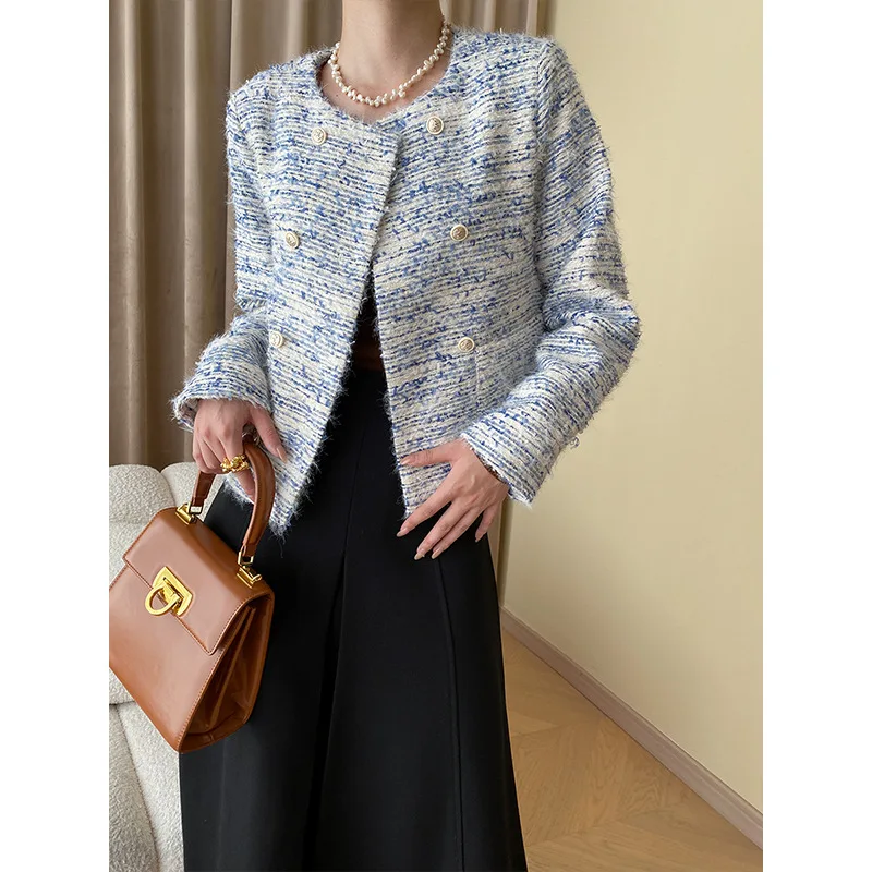 Женская твидовая куртка с длинным рукавом