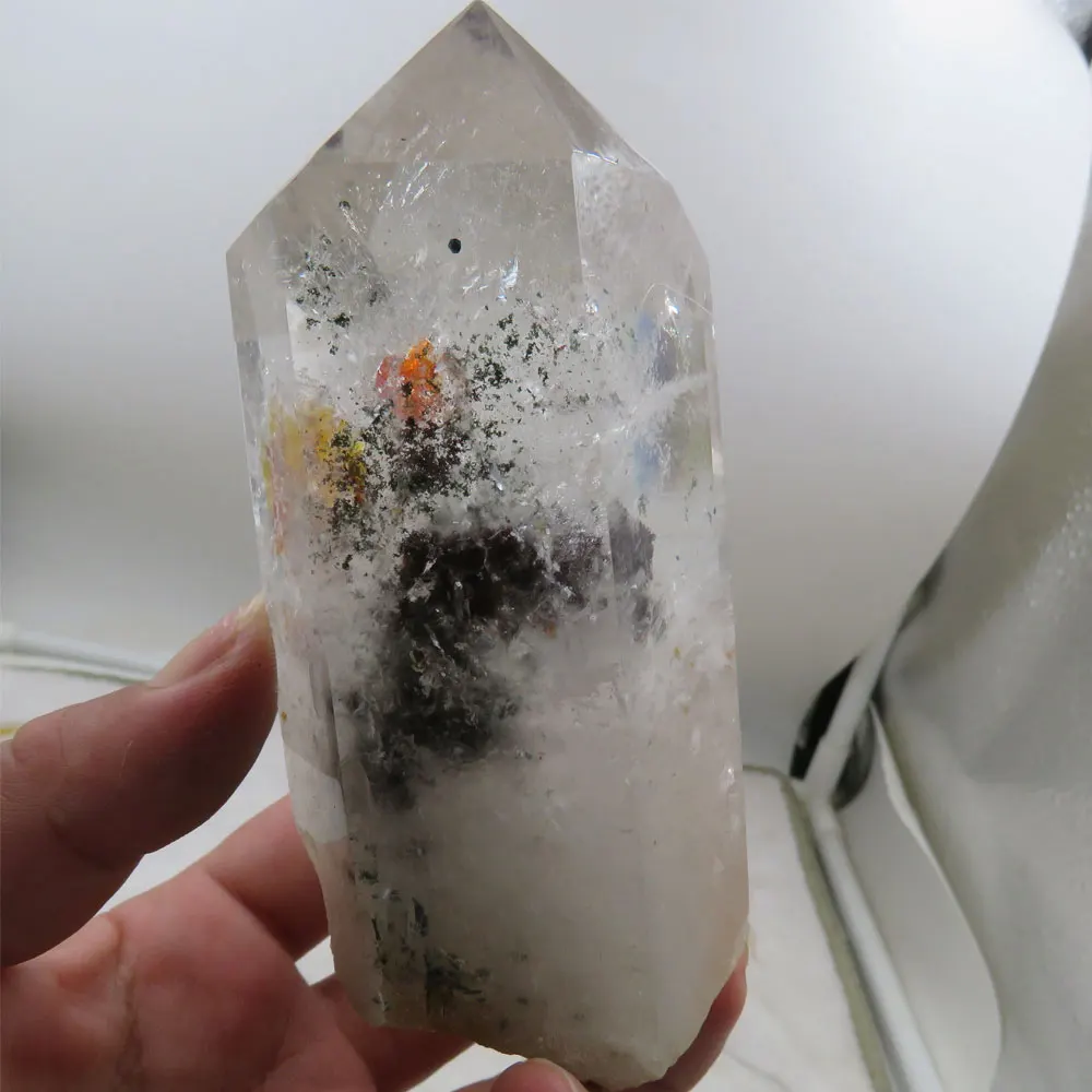 

464 г новый натуральный фантомный кварцевый кристалл лечебный Жезл Рейки Fengshui Fortune Power Stone