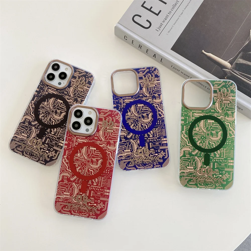 

Technology Circuit Board Design Style Frosted Composite Wear-resistant Material Anti-fall Protective Case for Iphone 11 12 13pro