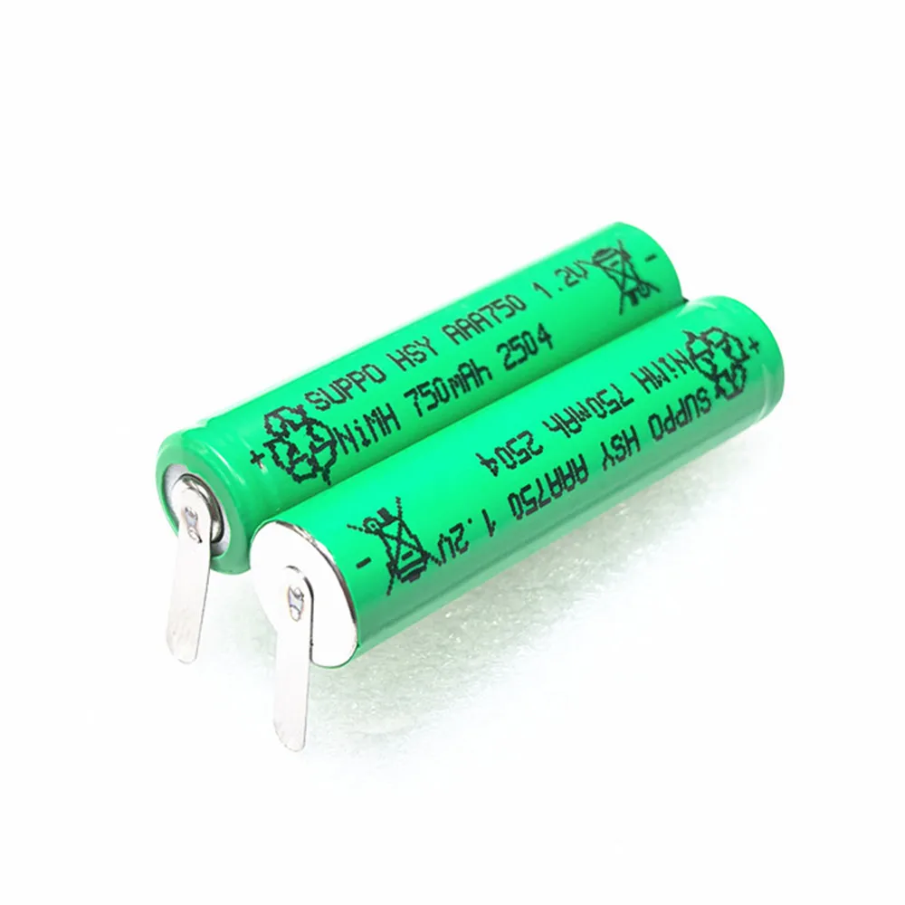 Фото 2 шт./упак. 2,4 В 750 мАч HSY-AAA0.75-PHP Ni-Mh аккумулятор для электробритвы Philips HC3410 HC3426 HC5446 HC5447 HC5450 BT9290 QC5130 №1