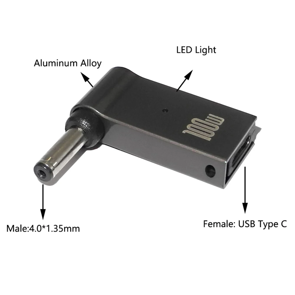 100W 5A PD Converter Trigger Jack DC to Type C Femal 5.5/7.4 Zinc Alloy with Light Head Power Adapter for Dell/HP/ASUS Laptops images - 6