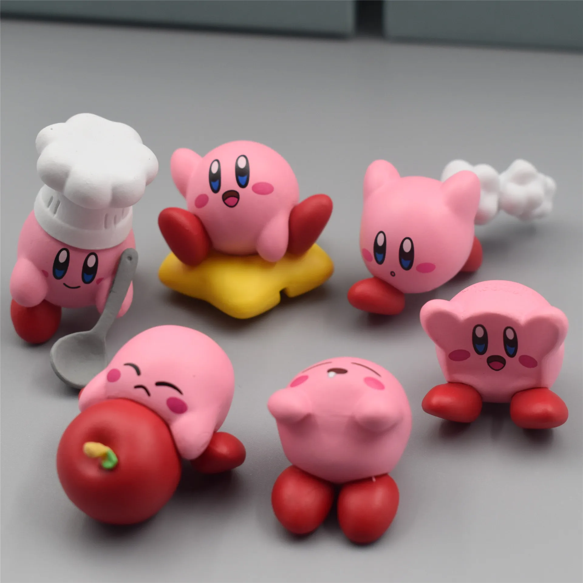 

6pcs cartoon star kirby anime figure model ornaments kirby action figure decor car ornaments children's toys birthday gift