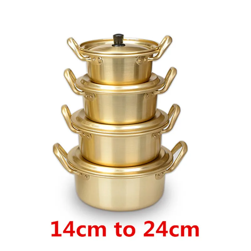 

Korean Style Ramen Noodles gold Pot Aluminum Soup hot Pot Oxidized Coating Noodles Mike Egg Soup Cooking golden Kitchen Cookware