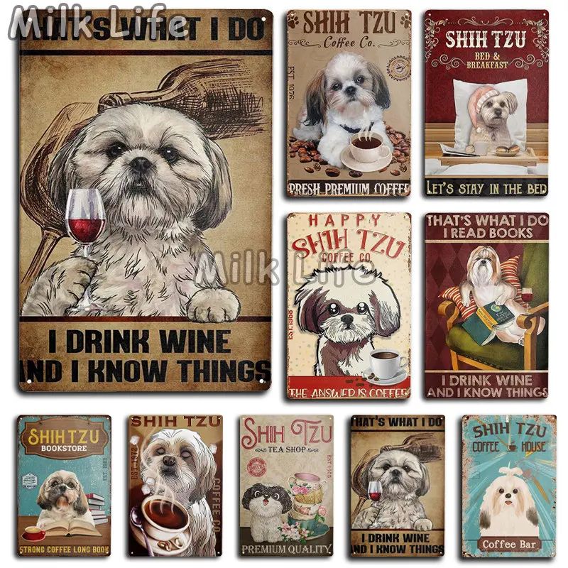 

Shih TZU Dog Metal Aluminum Tin Sign Wall Decor Vintage for Coffee Home Room Kitchen Restaurant Pet Shop Farmhouse Decoration