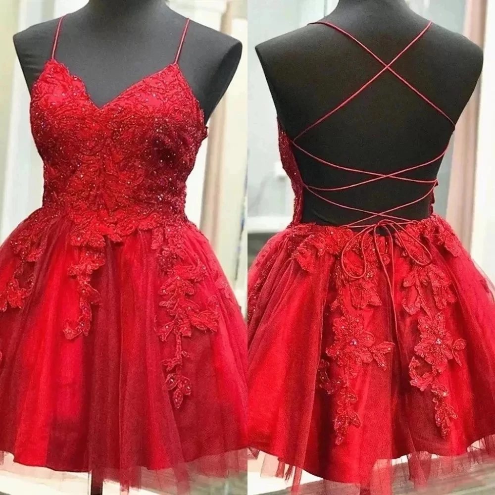 

Sexy Red Short Homecoming Dresses Sweetheart Applique Beaded Formal Graduation Mini Cocktail Prom Party Gowns Vestido De Noiva