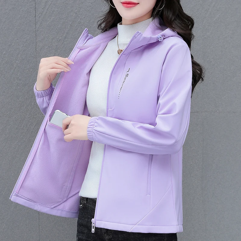 Куртка на флисовой подкладке верхняя одежда для женщин осень и зима 2024 новинка