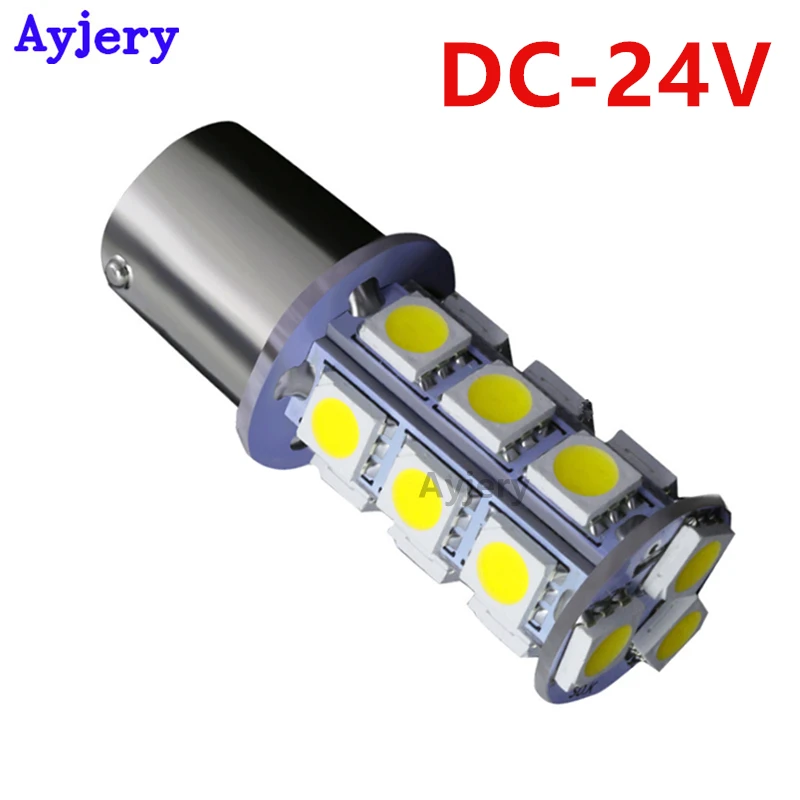 

AYJERY 10PCS 24V DC 5050 18 SMD P21W 1156 BA15S LED Bulbs Auto Truck Car Driving Brake Light Turn Signal LED Light White Parking