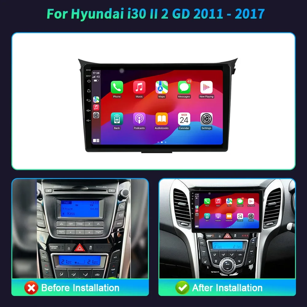 Для Hyundai i30 II 2 GD 2011-2017 CarPlay автомобильный радиоприемник мультимедийный видеоплеер