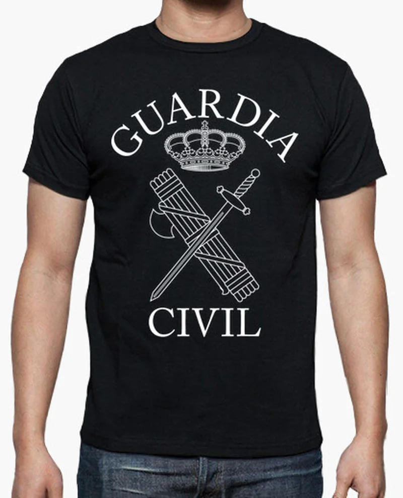 Camiseta de manga corta para hombre, prenda de vestir, de algodón, con cuello redondo, estilo Casual, con la Guardia Civil española, para verano