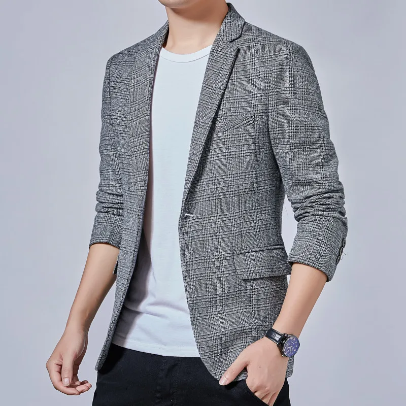 

New Men Blazers Classic British Style Plaid Male Slim Fat Business Casual Blazer Coat Men High Quality Fashion Outerwear Jacket