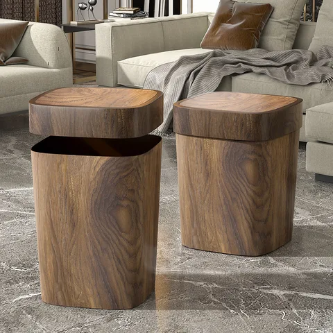 12л имитация древесного зерна, устойчивый к запаху мусорный бак, качающаяся крышка, прямоугольная корзина для мусора, корзина для мусора для ванной комнаты, кухни, офиса, дома