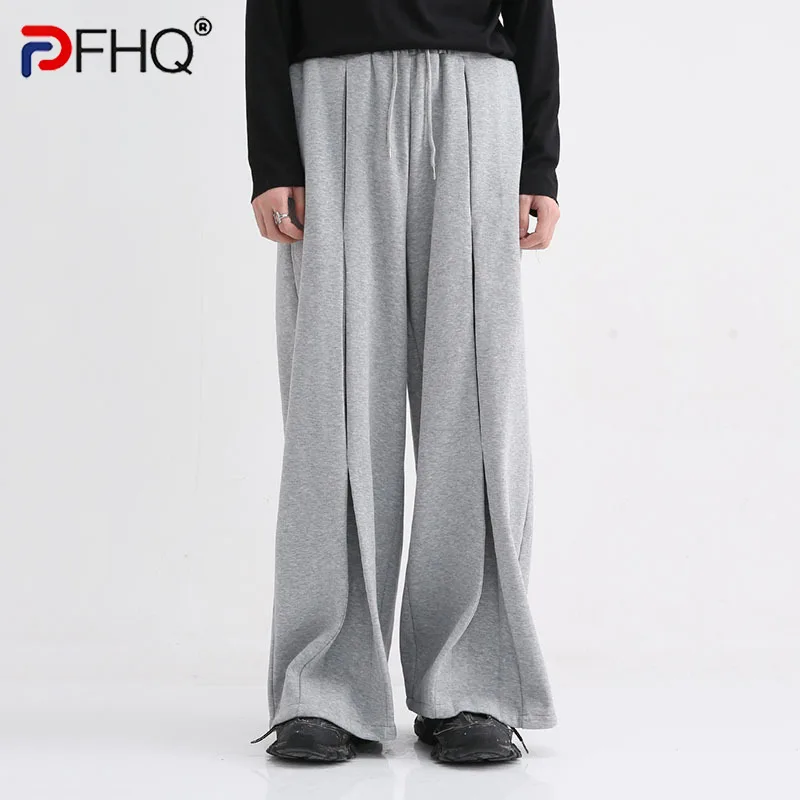 

PFHQ High Quality Men's Pants 2023 Spring Warm Sports Casual Cotton Elegant Trendy Wide Leg Stretch Waist Male Trousers Straight