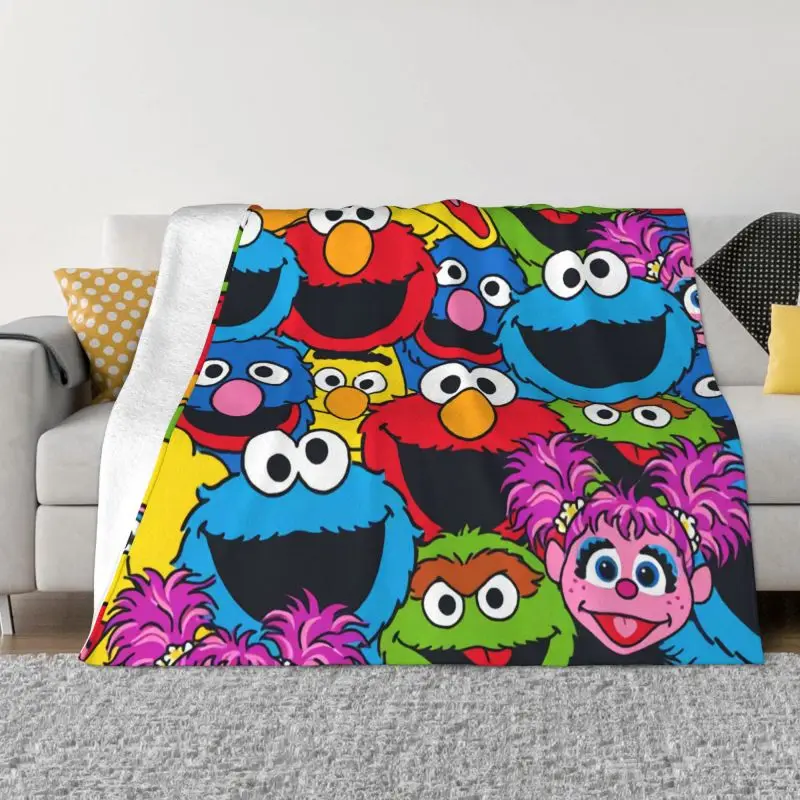 

Sesame Street Cookie Monster Blankets Comfortable Soft Flannel Autumn Happy Elmo Throw Blanket for Sofa Home Bedding