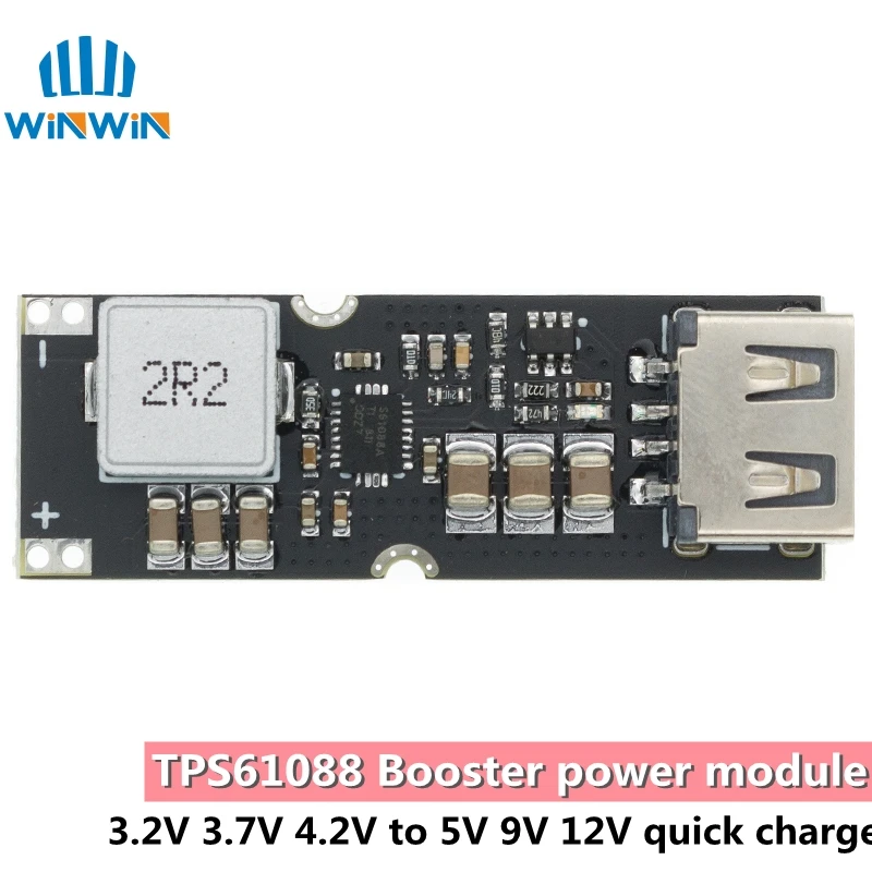 TPS61088 Single Cell Lithium Battery Boost Power Module Board 3.7V 4.2V Liter 5V 9V 12V USB Mobile Phone Fast Charge QC2.0 QC3.0