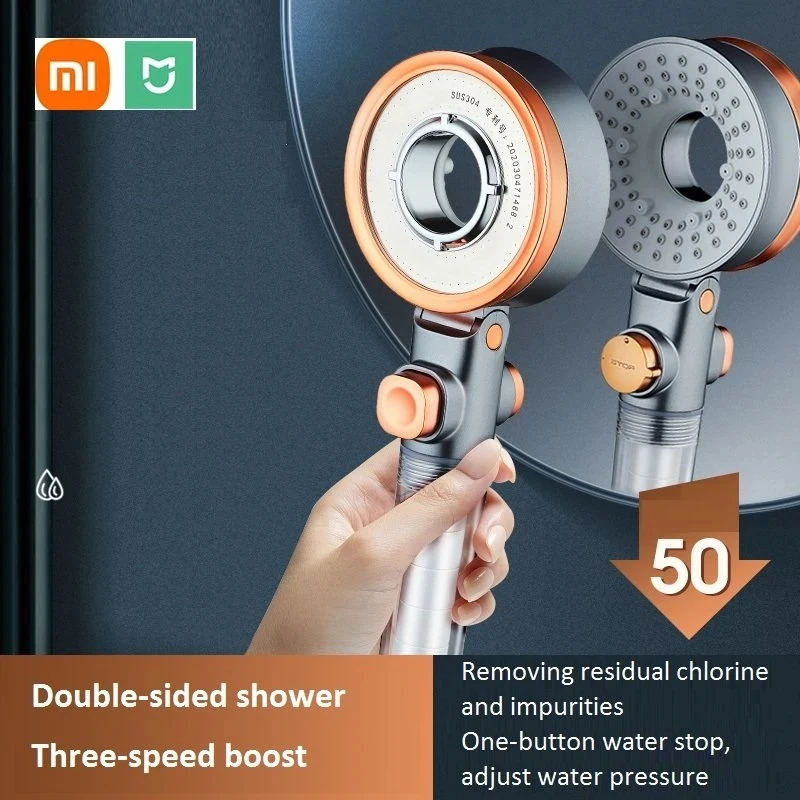 

Xiaomi mijia Double Sided Unique Shower Head Bathroom Jettings Water Saving Filtration Round Rainfall Adjustable Nozzle Sprayer