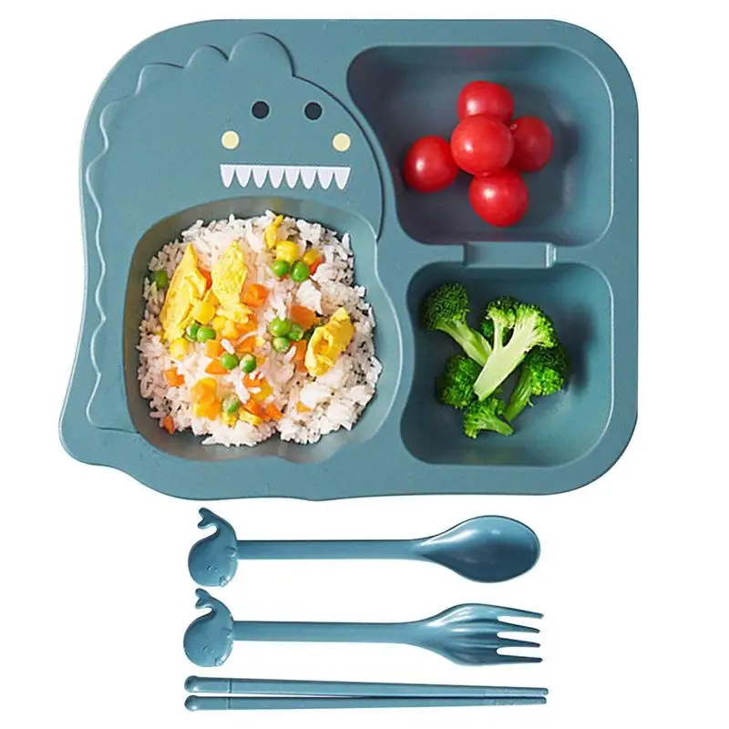 Food Divided Plate Kids Dinnerware Set Safe Microwaveable Fo