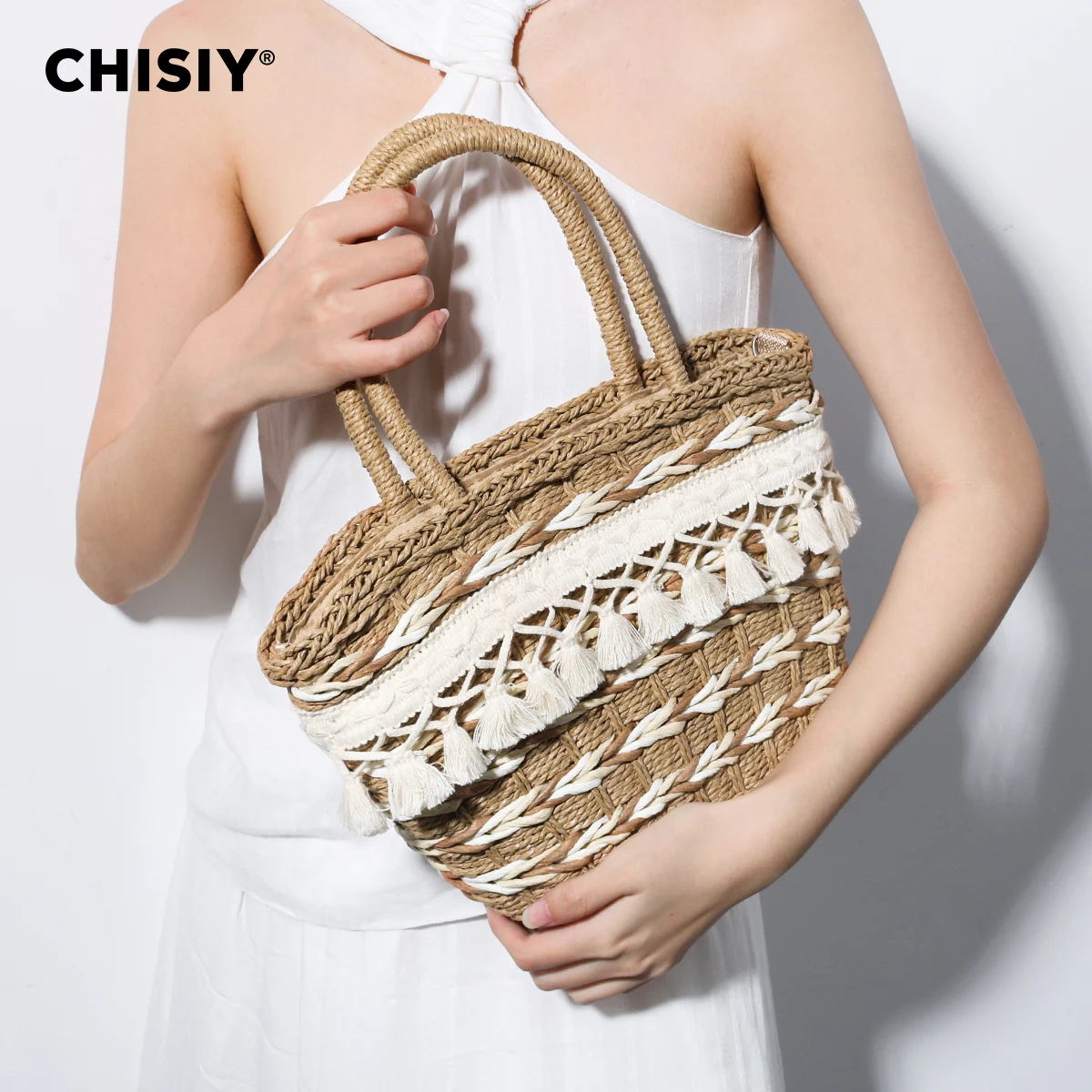 CHISIY оригинальная летняя тканая сумка-мешок с ремешком просторная повседневная